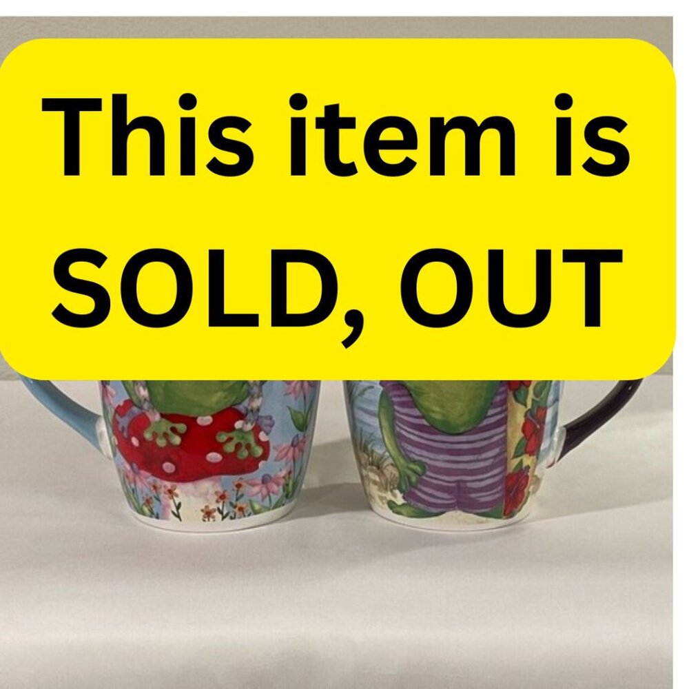 (NWT) GIBSON HOME "Froggy Fun" Set of 2 Ceramic Mugs 27 OZ